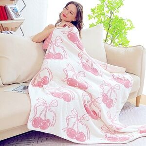 Pink Cherry Throw Blanket